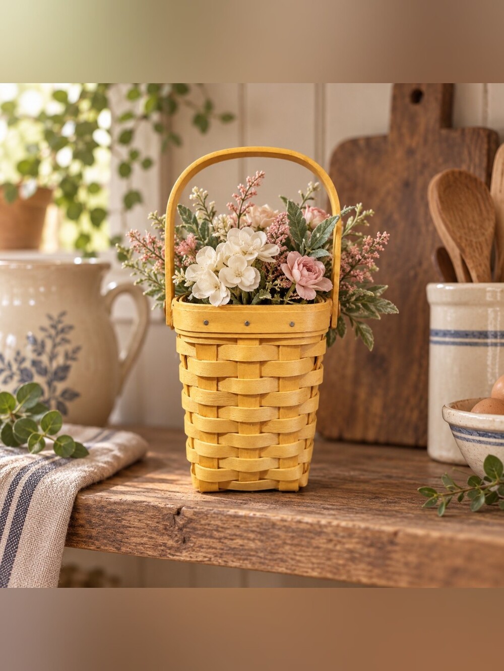 Vintage Longaberger Baskets Handwoven Horizon of Hope Basket 1998 Cottagecore
